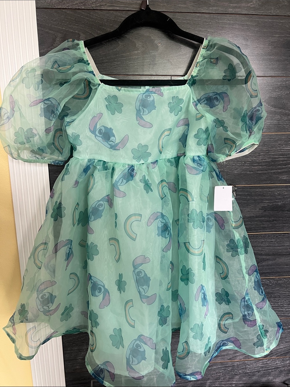 Disney Mint Green Organza Dress with LILO & STITCH Rainbow print
